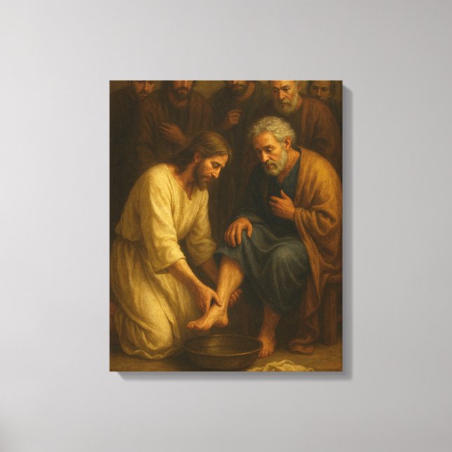 Toile Jésus lave les pieds des disciplesMC LDS Art Canva (Recto)