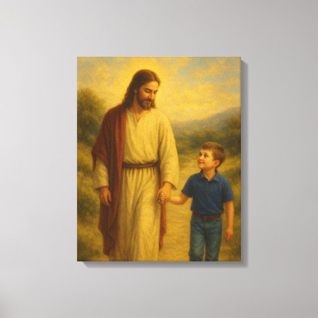 Toile Jésus marchant avec Boy™ LDS Mur Art Canvas (Recto)