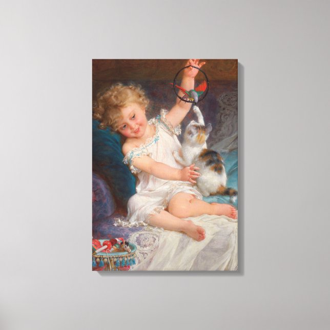 Toile Jeu : Fille Jouer avec son animal de compagnie Kit (Recto)