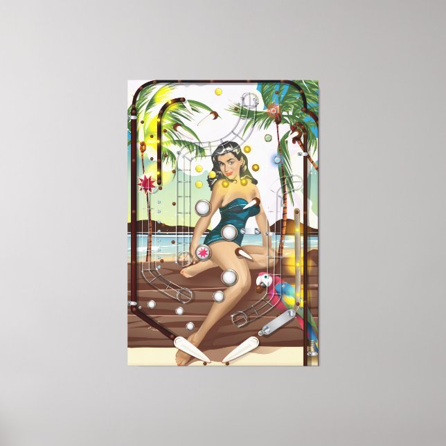 Toile Jeu vintage de Pinball Machine (Recto)