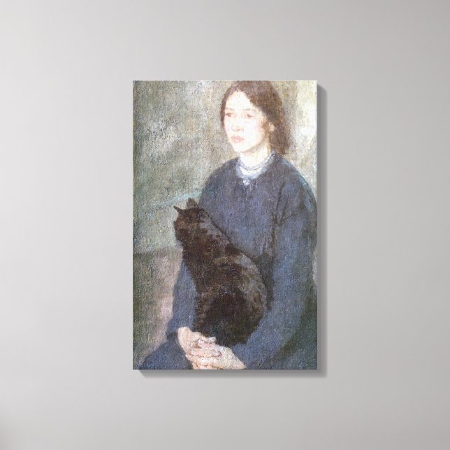 Toile Jeune femme tenant un chat noir (par Gwen John) (Recto)