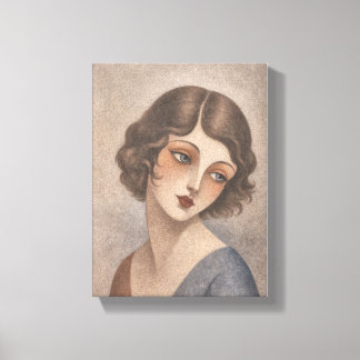 Toile Jeune fille flapper timide aux couleurs pastel