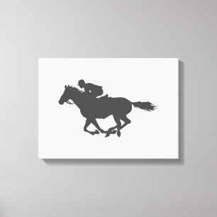 Toile Jockey sur cheval Silhouette - Choisir la couleur 