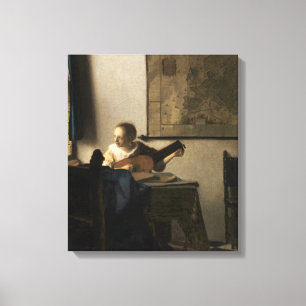 Toile Johannes Vermeer - Jeune femme avec un trait
