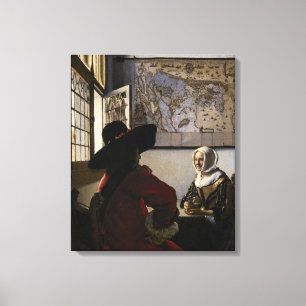 Toile Johannes Vermeer - Officier avec une jeune fille q
