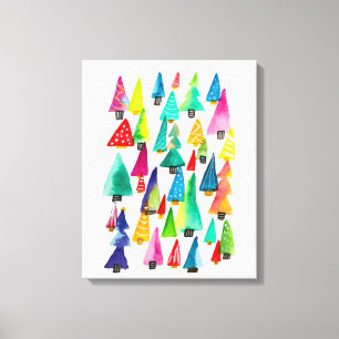Toile Joli aquarelle arbres de Noël
