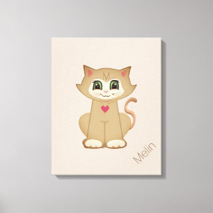 Toile Joli Chat Chaton sur Beige