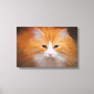 Toile Joli chat tigré orange blanc Fluffy Beau