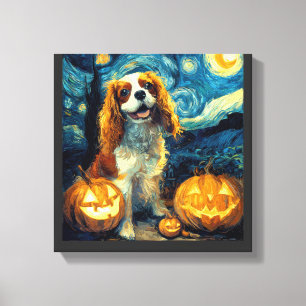 Toile Joli chien Cavalier King Charles Spaniel Halloween