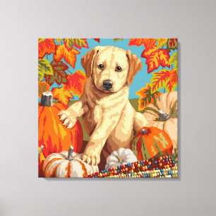 Toile Joli chiot Labrador Retriever automne récolte