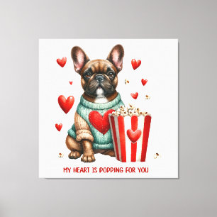 Toile Joli cœur de la Saint-Valentin de Bouledogue Franç