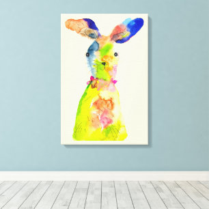 Toile Joli lapin de Pâques en aquarelle