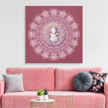 Joli Mandala Pointillé de Bonhomme de Neige Rose F