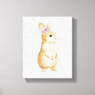 Toile Joli petit lapin décoration de nurserie florale en