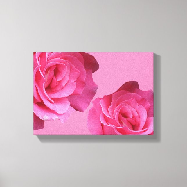 Toile Joli rose rose floral noir art (Recto)