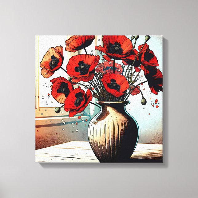 Toile Joli Vase de Red Poppies (Recto)