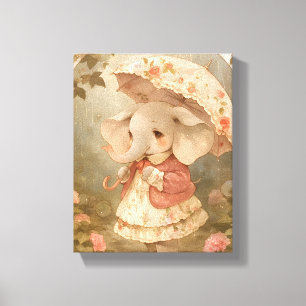 Toile Jolie éléphant bébé - Affiche de nursery à l'aquar
