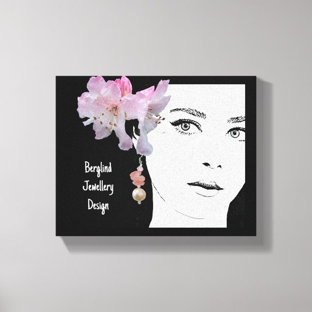 Toile Jolie fille quirky visage illustration de mode art (Recto)