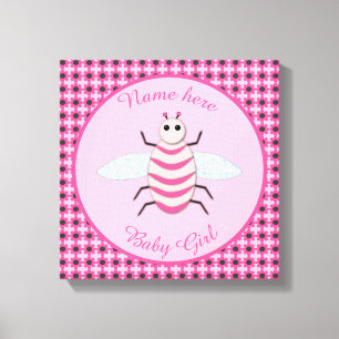 Toile Jolie fille rose bébé Bee personnalisée