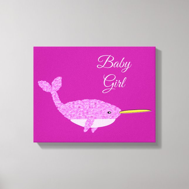 Toile Jolie fille rose Narwhal Nursery Room Custom (Recto)