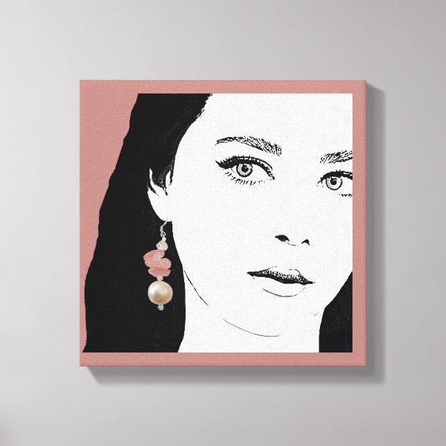 Toile Jolie fille visage de la mode illustration stylisé (Recto)