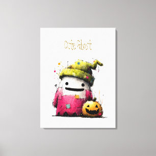 Toile Jolie Patchwork Aquarelle Fantôme Halloween
