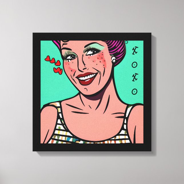 Toile Jolie Pop Art rétro XOXO (Recto)