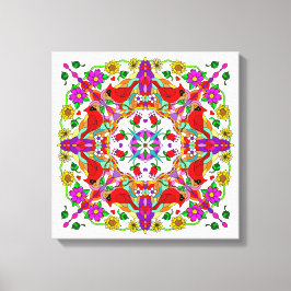 Toile Jolies cardinales et fleurs colorées Mandala