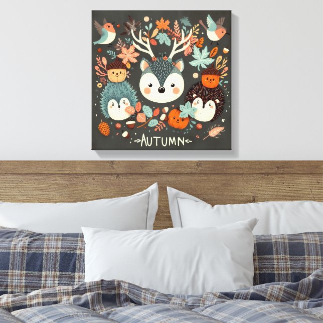 Toile Jote Boho Automne Hérisson couronne de fer Décale  (Insitu(Chambre))