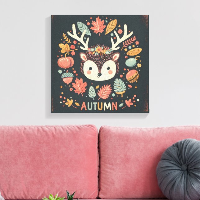 Toile Jote Boho Automne Hérisson couronne de fer Décale  (Insitu(Salon))