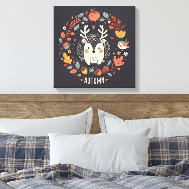 Toile Jote Boho Automne Hérisson couronne de fer Décale  (Insitu(Chambre))
