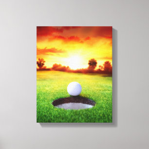 Toile Jouer au golf au coucher du soleil en Floride