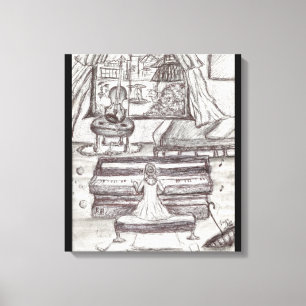 Toile Jouer Piano sur un stylo pluvieux jour Dessin