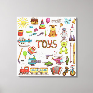 Toile Jouets de dessin mignons pour enfants tirés à la m