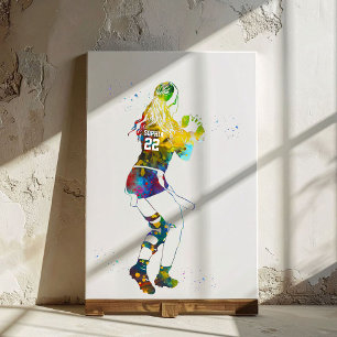 Toile Joueuse de football américain à drapeau féminin