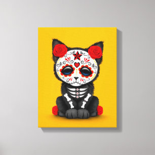 Toile Jour rouge mignon du chat mort de chaton, jaune