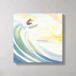 Toile Journées de surf | Aquarelle de vague océanique su
