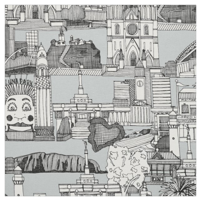 Toile jouy Monochrom Des AUSTRALIENS Stoff (Muster)