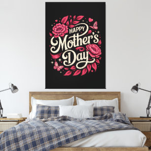 Toile Joyeuse Fête des Mères Maman Florale Mignonne