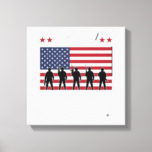 Toile Joyeuse fête des vétérans Drapeau Silhouette Vecto