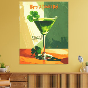 Toile Joyeuse Saint-Patrick Shamrock Martini