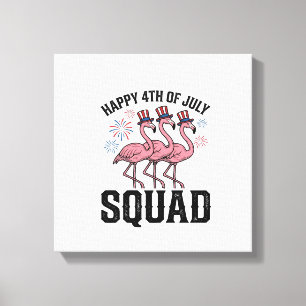 Toile Joyeux 4 juillet Flamingo Squad Vector Design_1