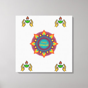 Toile Joyeux Diwali Lampe à Huile Traditionnelle Festiva