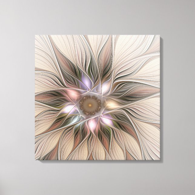 Toile Joyeux Fleur Abstrait Flore Fractal Art Triptyque (Recto)