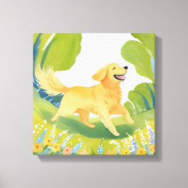 Toile Joyeux Golden Retriever | Peinture aquarelle légèr