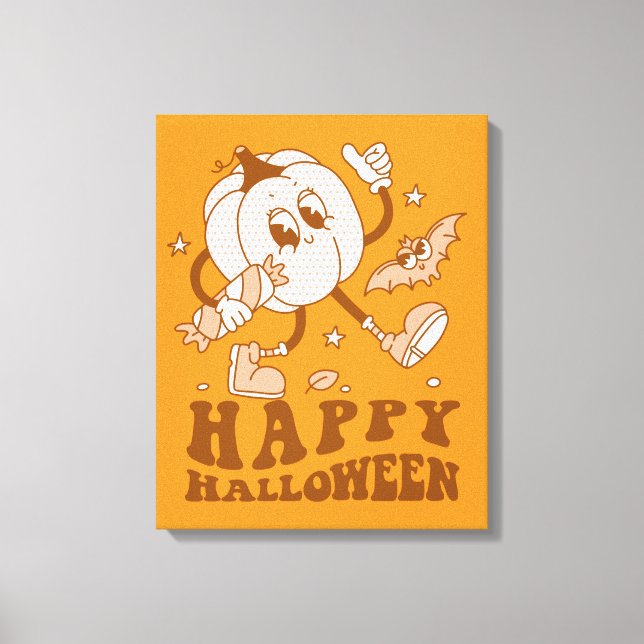Toile Joyeux Halloween| Citrouille de points de Polka ré (Recto)