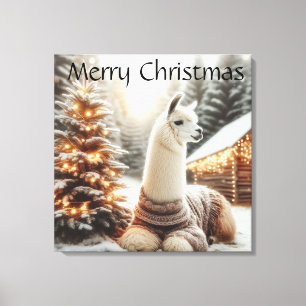 Toile Joyeux Noël Alpaca