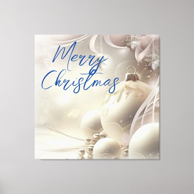 Toile Joyeux Noël blanc Ornements de Noël (Recto)