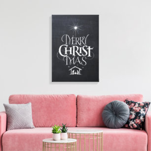 Toile Joyeux Noël chrétien Jésus Dieu Noir Chalk