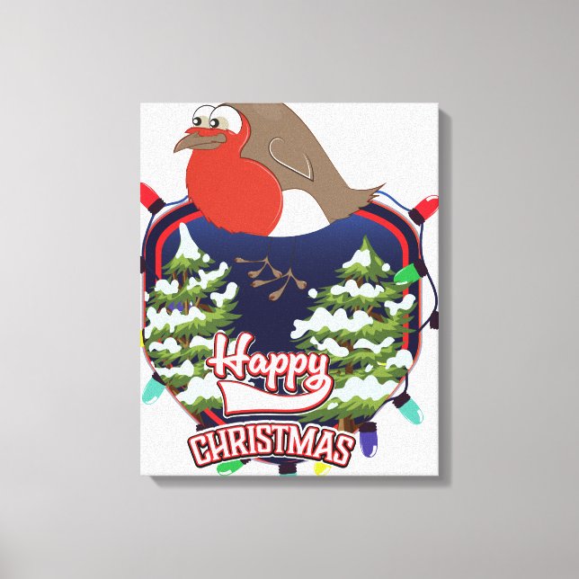 Toile Joyeux Noël dessin animé logo Robin (Recto)